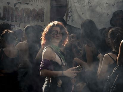 Participantes en la manifestación del 8M en Buenos Aires.
