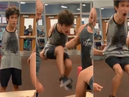 Tim, un adolescente estadounidense sin brazos, durante un entrenamiento de 'crossfit'. En vídeo la secuencia completa.