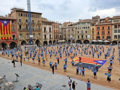 Plaza Mayor de Vic, en un acto independentista de 2020.