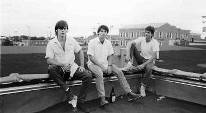 Jay Farrar Jeff Tweedy y Mike Heidorn en los días de Uncle Tupelo en Illinois.