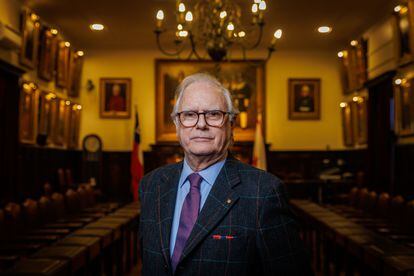 Alejandro Artigas, honorary director of the Santiago Fire Department, in the board room of the fire department headquarters, Santiago.