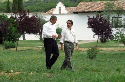 George W. Bush y Aznar en Quintos de Mora en 2001.