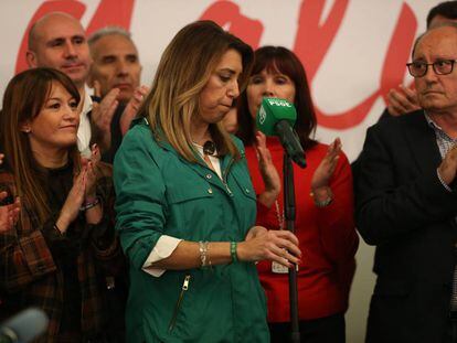 Susana Díaz, tras la comparecencia en Sevilla.