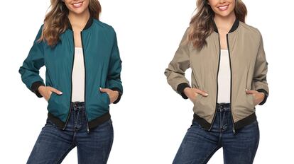 CHAQUETA BOMBER PARCHES VERDE OLIVO OSCURO