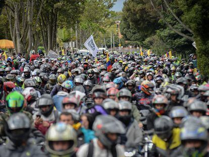 Una protesta de motociclistas en Colombia.