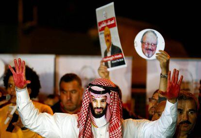 Protesta por el asesinato de Khashoggi, en octubre en Estambul.