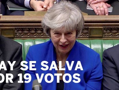 Theresa May, esta tarde en la votación de la moción de censura. En vídeo, el anuncio del resultado de la votación.