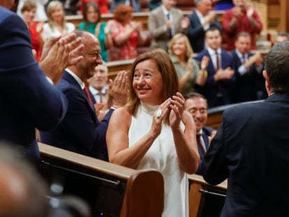 MADRID, 17/08/2023.- La diputada socialista y candidata a presidir el Congreso, Francina Armengol durante la sesión constitutiva de las Cortes Generales de la XV Legislatura celebrada este jueves. EFE/ Juan Carlos Hidalgo
