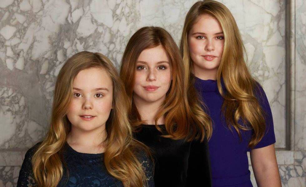 De izquierda a derecha, Ariene, Alexia y Amalia, hijas de los reyes de Holanda.