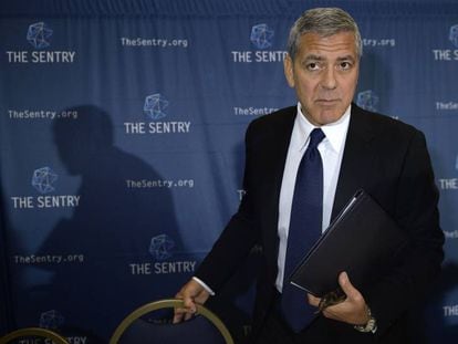 George Clooney, en septiembre de 2016 durante la lectura de un informe de su ONG The Sentry sobre la situaci&oacute;n en el sur de Sud&aacute;n