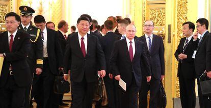 El presidente chino, Xi Jinping, y su homólogo ruso, Vladímir Putin.