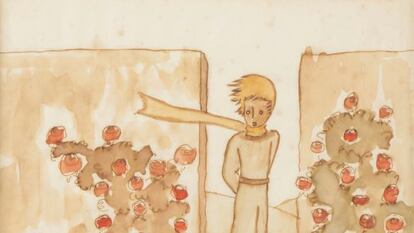 Acuarela del capítulo XX de ‘El principito’, seguramente de 1943, conservada en el Stiftung für Kunst, Kultur und Geschichte, Winterthur.