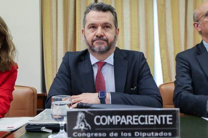 El presidente de la CNMV, Rodrigo Buenaventura, en su comparecencia este miércoles ante la Comisión de Asuntos Económicos y Transformación Digital del Congreso.