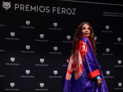 La actriz Victoria Abril, en la rueda de prensa convocada con motivo de la concesión a la actriz del Feroz de Honor 2021.