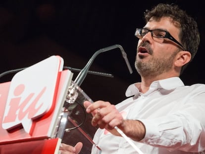 Eddy S&aacute;nchez, coordinador de IU en Madrid, en un acto de la formaci&oacute;n el 25 de septiembre pasado.