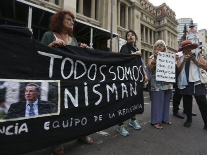 Una manifestaci&oacute;n para pedir justicia por Nisman el pasado 18 de febrero.  