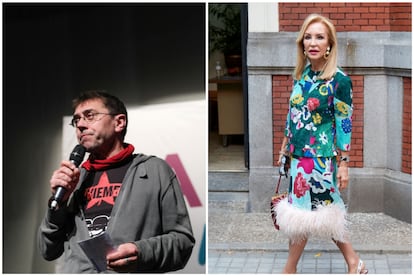 JUAN CARLOS MONEDERO Y CARMEN LOMANA. "¿Quién sacó el monedero?", se preguntaba la revista Cuore después de pillar a esta extraña pareja tomando cañas por el madrileño barrio de Malasaña. Su amistad comenzó como muchas amistades millennial, después de que la socialité declarase públicamente que no le gustaba nada el político, también reconoció que le gustaría tomarse unas cañas con él para acercar posturas. Dicho y hecho. Más tarde, Lomana definió a Monedero como "una persona inteligente, culta, cálida y agradable". La cosa no quedó en un par de cervezas, el politólogo reconoció haber asistido a la fiesta de Reyes en casa de Lomana.