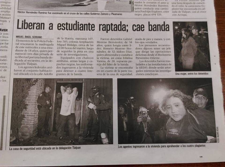 La noticia de la detención de Edwina Cisneros en un periódico local, publicada el 8 de septiembre de 2007.