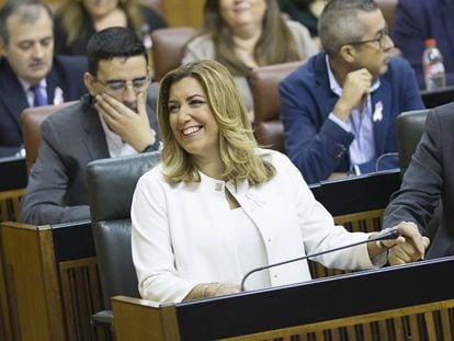 Susana D&iacute;az en el Parlamento andaluz este mi&eacute;rcoles.