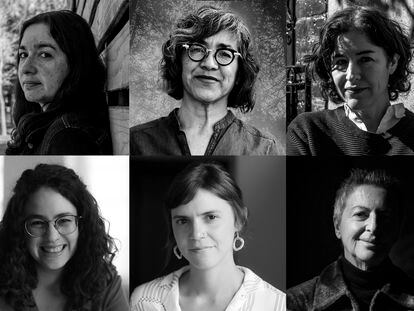 De izquierda a derecha y de arriba a abajo, las escritoras mexicanas Fernanda Melchor, Cristina Rivera Garza, Guadalupe Nettel, Andrea Chapela, Valeria Luiselli y Bárbara Jacobs.