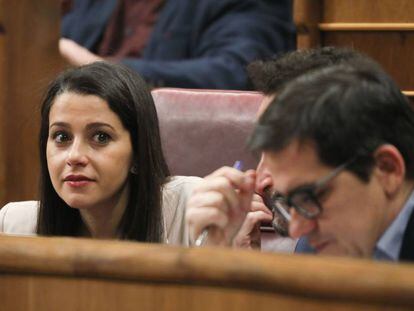 La portavoz parlamentaria de Cs a liderar el partido, Inés Arrimadas, en el Congreso, hoy.