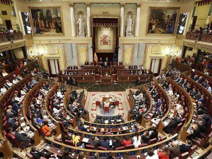 Vista general del hemiciclo durante la sesión constitutiva del Congreso de los Diputados el pasado 21 de mayo.