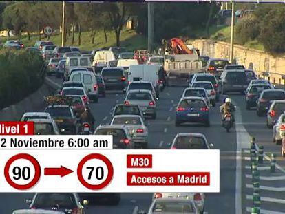 Madrid reduce el límite en la M-30 a 70 kilómetros por hora