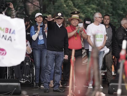 Marcha a favor del gobierno de Gustavo Petro, en Bogotá, el 27 de septiembre de 2023.