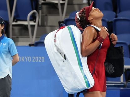 La tenista japonesa Naomi Osaka, tras caer eliminada ante la rusa Vondrousova, este miércoles.