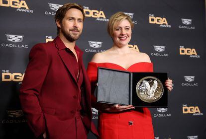Greta Gerwig y Ryan Gosling, directora y actor de 'Barbie', en los premios del sindicato de directores, el 10 de febrero de 2024.