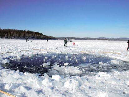 Punto del impacto del meteorito de Cheliabinsk, en Rusia.