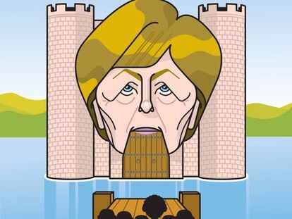 Merkel en el centro del Europa