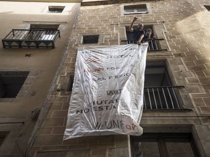 Una protesta contra los pisos turísticos.