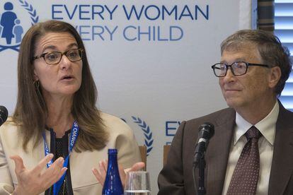 Melinda y Bill Gates en una conferencia en Nueva York en septiembre de 2015.