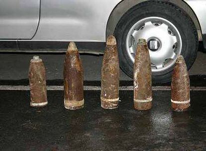 Proyectiles hallados por una vecina en la calle de Guadalajara, en Parla, el pasado mes de noviembre.