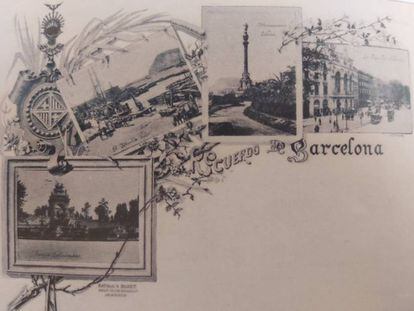 Primera postal dedicada a Barcelona de 1894.
