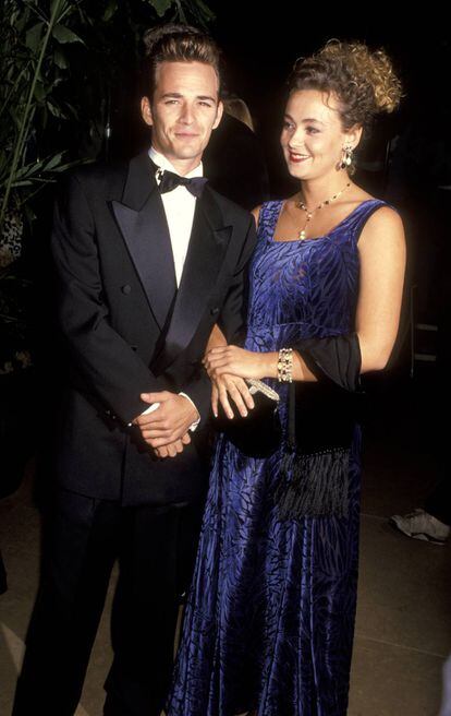 Luke Perry y su exmujer, Minnie Sharp, en una fiesta en Beverly Hills en octubre de 1992.