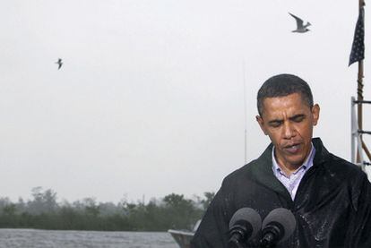 El presidente de EE UU evalúa en Luisiana los daños del vertido.