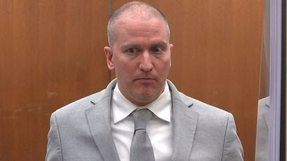 Derek Chauvin, el expolicía de Minneapolis, durante su juicio por el homicidio de George Floyd.
