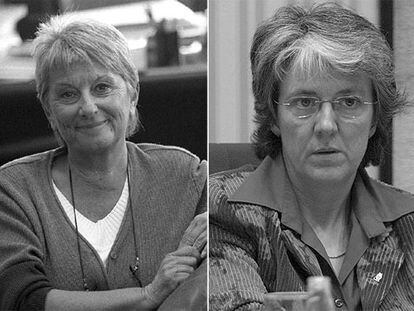 Las diputadas Carme-Laura Gil, de CiU, y Maria Mercè Roca, del grupo de ERC.