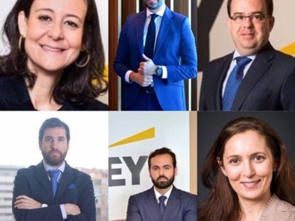 De izquierda a derecha: Olga Cecilia, Manuel Paz, José Luis Risco, Marcos Pérez, José Carnerero y Florencia Gaido, nuevos socios de EY Abogados. 