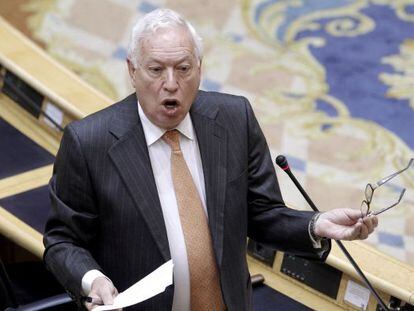 Jos&eacute; Manuel Garc&iacute;a-Margallo, hoy, en el Senado.