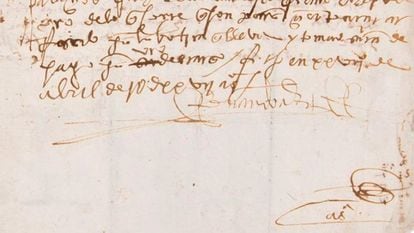 El manuscrito firmado por Hernán Cortés en 1527, que fue robado del Archivo General de la Nación de México.