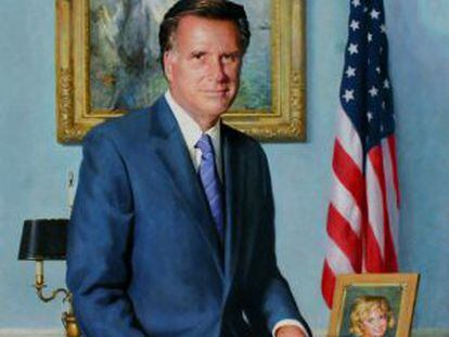 Retrato oficial de Mitt Romney como gobernador.