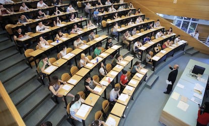 Vista de un aula de una universidad madrileña.