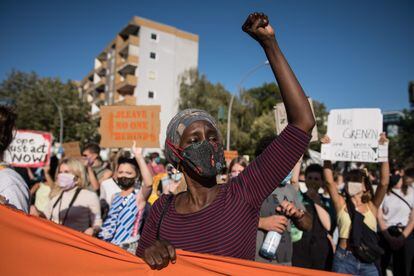 Una protesta en Berlín contra la evacuación de los campos de migrantes de la isla griega de Lesbos, el pasado septiembre.