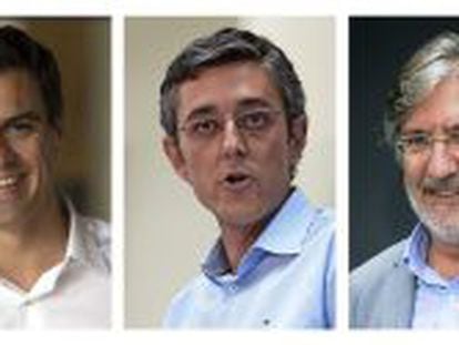 Fotograf&iacute;as de los candidatos oficiales a secretario general del PSOE, Pedro S&aacute;nchez, Eduardo Madina y Jos&eacute; Antonio P&eacute;rez Tapias 