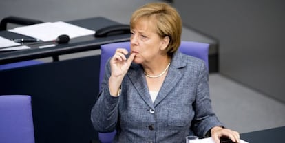 La canciller alemana, Angela Merkel, en el Bundestag