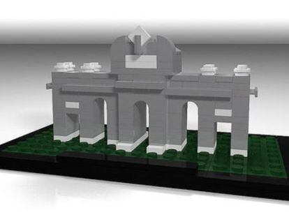 La Puerta de Alcal&aacute;, hecha con &#039;bricks&#039; de Lego.