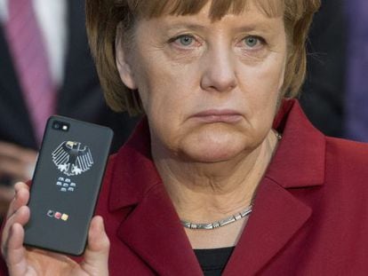 La canciller alemana, Angela Merkel, en la feria de electrónica CeBIT en Hanover, en marzo de 2013.